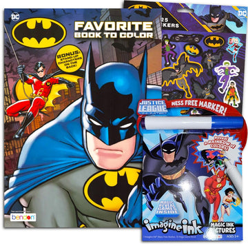 Dc Comics Batman Coloring & Activity Book Set ~ 2 Batman Books With Bonus Justice League Stickers (2 Coloring Books Featuring Ba