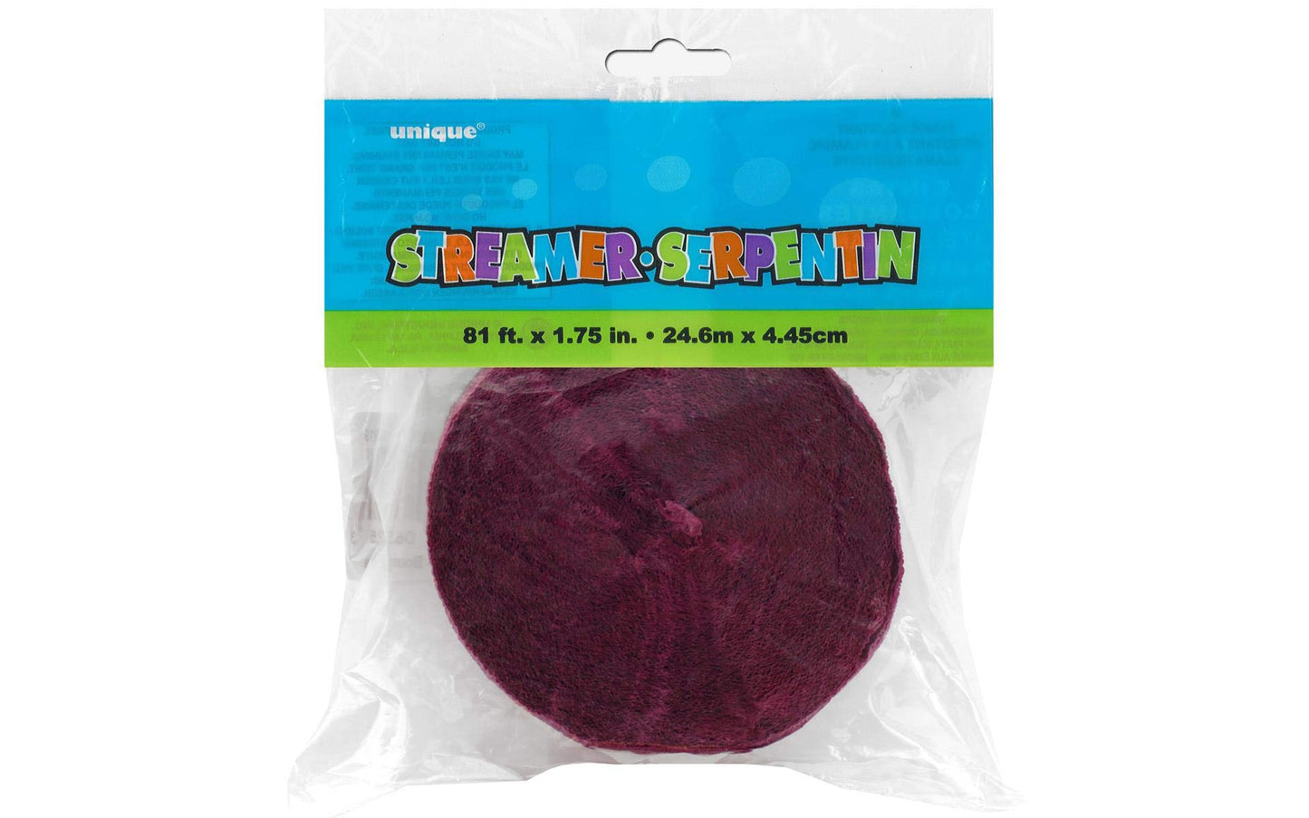 Unique Industries 81ft Burgundy Crepe Paper Streamers -
