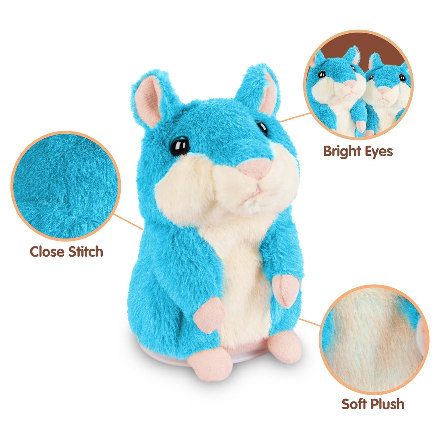 Sanjoin Kids Toddler Toys For Ages 2-4, Talking Hamster Repeats What You Say, Interactive Plush Repeating Toy For 2 3 4 5 6 8 Year Old Boy Girl Birthday Gift (Blue)