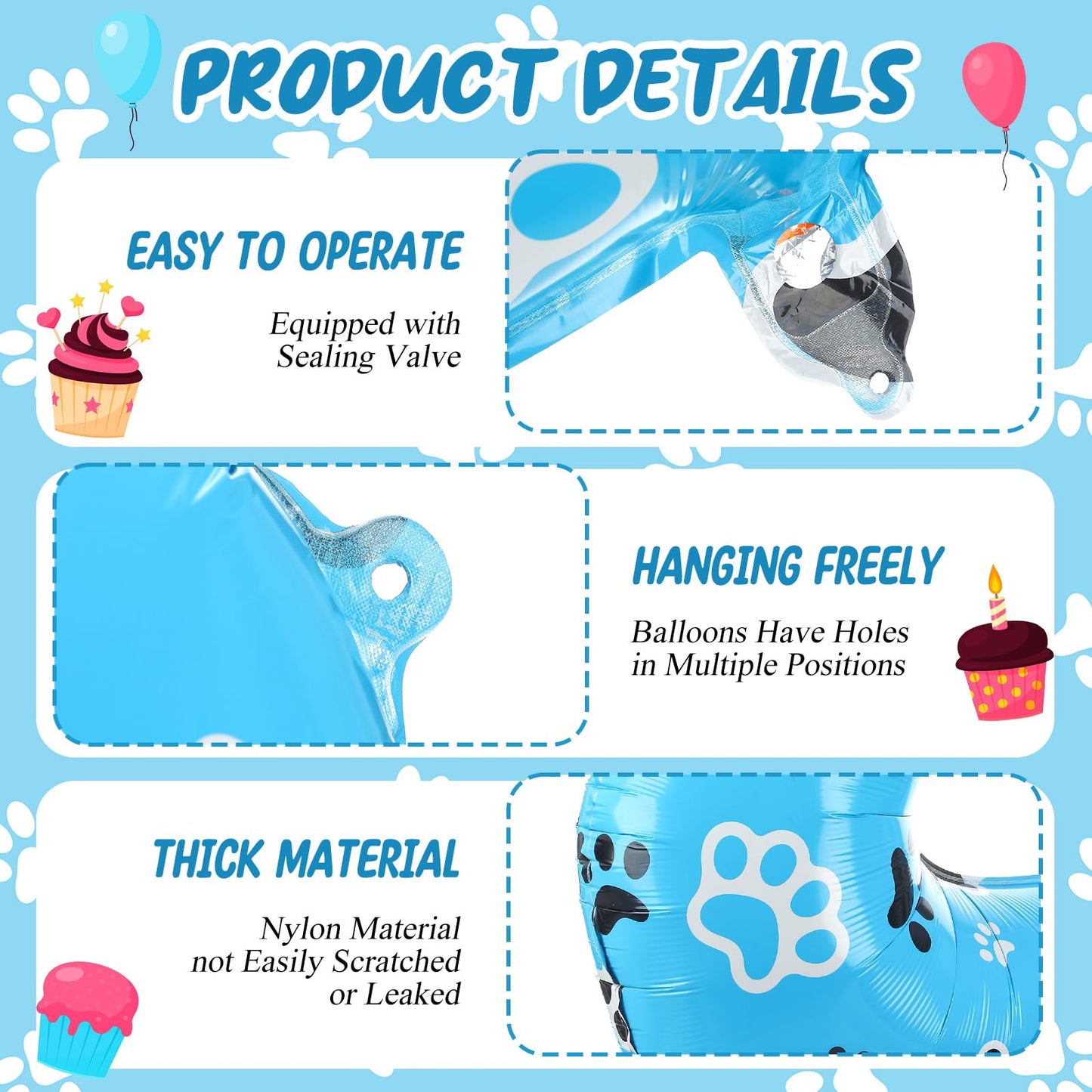 Hungdao 40 Inch Blue Dog Paw Number Balloon Giant Paw Pups on Patrol Number Balloon Blue Dog Party Favors for Dog Party Dog Paw