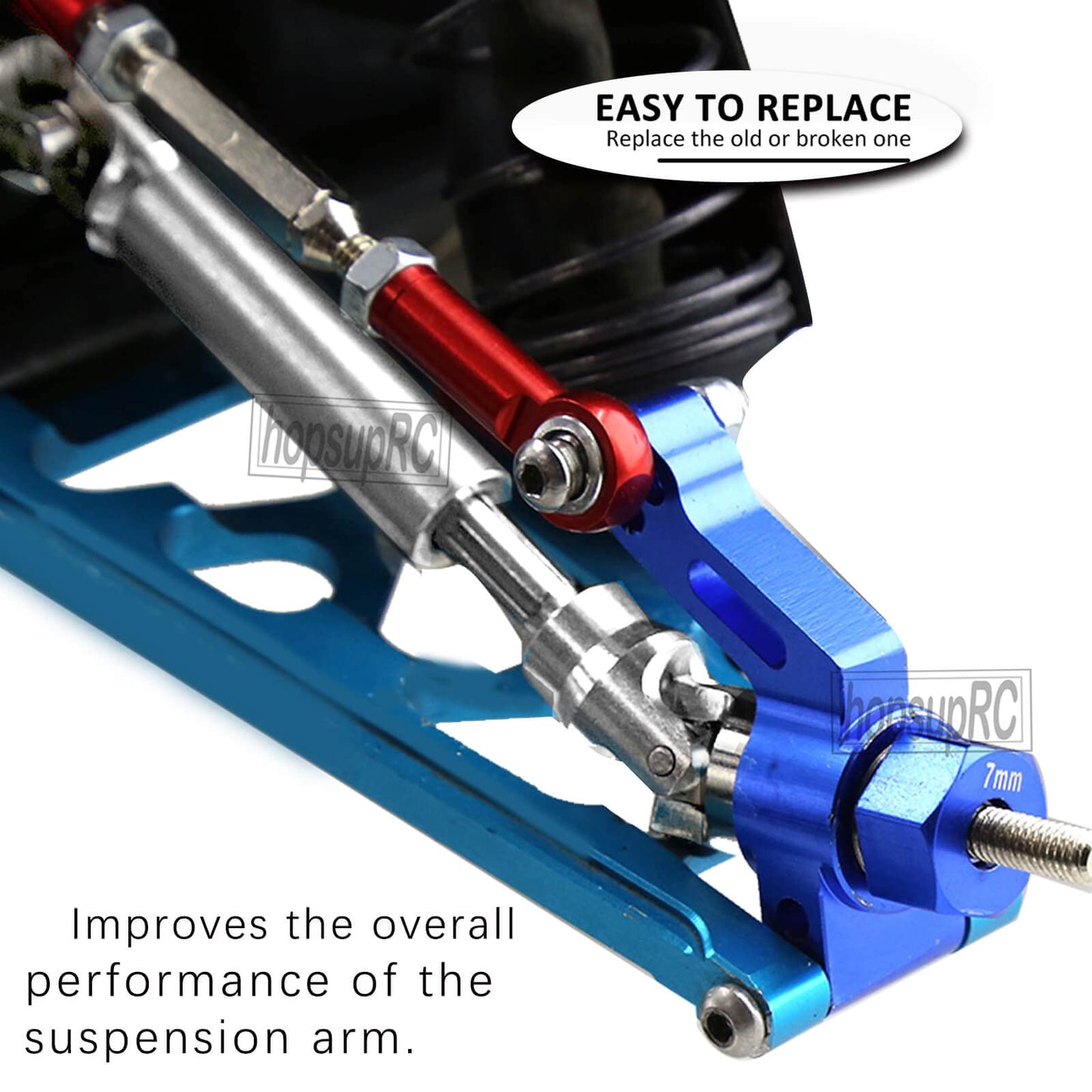 hopsupRC CVD Upgrades Part for 1/10 Slash/Rustler/Stampede/Hoss 2WD,Stainless Steel Rear Drive Shaft CVD & Front Axles,Alloy Alu