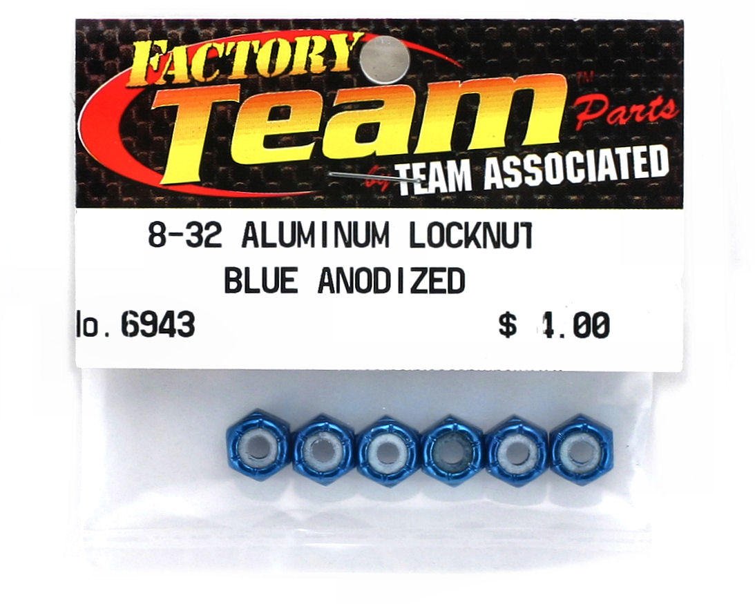 Team Associated 6943 8-32 Aluminum Locknut, Blue (6)