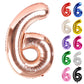 Rose Gold Number 6 Balloon 40 Inch, 6 Balloon Number, 6Th Birthday Decorations, Rose Gold Party Supplies For Boys Girls