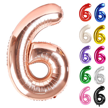Rose Gold Number 6 Balloon 40 Inch, 6 Balloon Number, 6Th Birthday Decorations, Rose Gold Party Supplies For Boys Girls