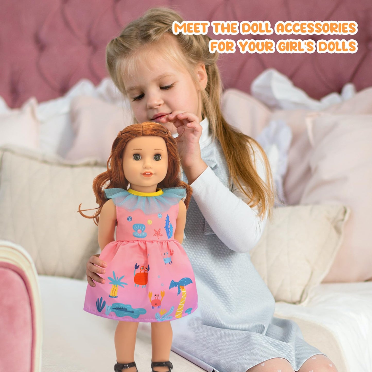 Dc-Beautiful 6 Set Doll Clothes For 16 18 Inch Baby Dolls, Lovely Dress Sets For Doll Girls, Handmade Doll Clothing For 18 Inch