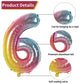 Biapian 40 Inch Rainbow Number 6 Balloons, 7Pcs Gradient Large 6Th Birthday Balloons With 18'' Foil Heart Balloon Helium For 6Th