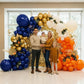 iHomlusion Blue Orange Ivory Balloon Garland Kit - Navy Double Stuffed Arch with Gold & Confetti Balloons, 18”/12”/5” Sizes
