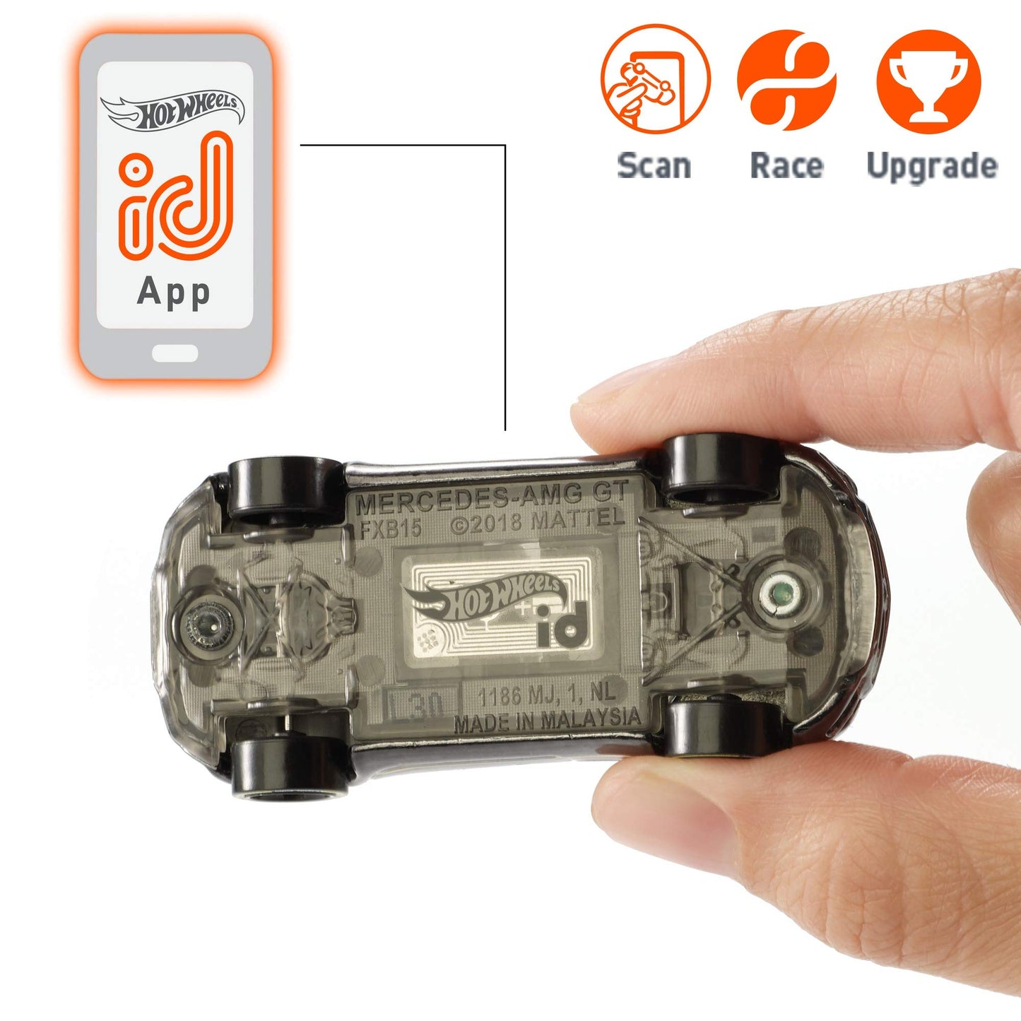 Hot Wheels id Vehicle 2016 Mercedes AMG GT with Embedded NFC Chip, 1:64 scale