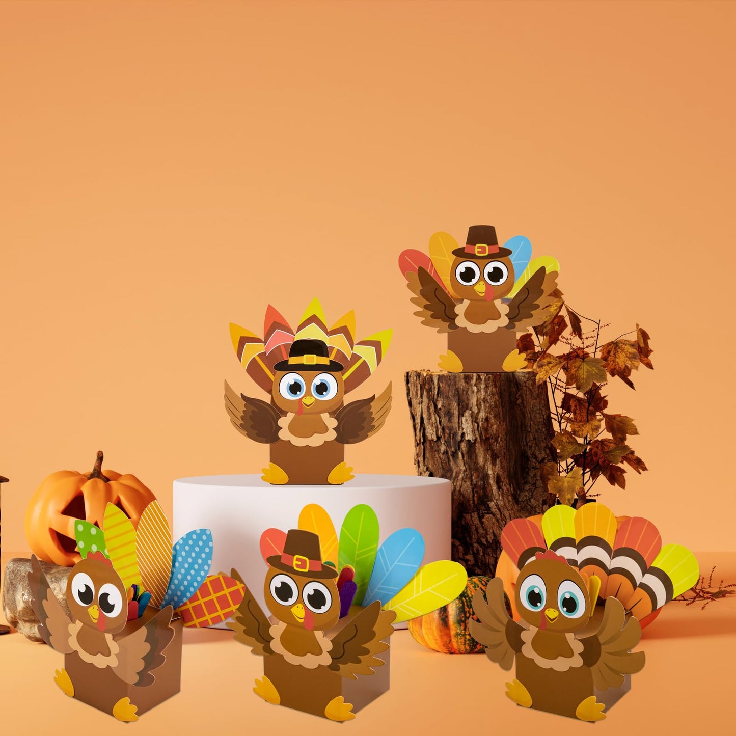Moon Boat 20Pcs Thanksgiving Turkey Craft Kit - Fall DIY Religious Prayer Thankful Gratitude Box for School Activities