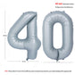 40 In Matte Gray Number Balloons Helium Foil Mylar Balloon Birthday Party Banquet Decoration 40
