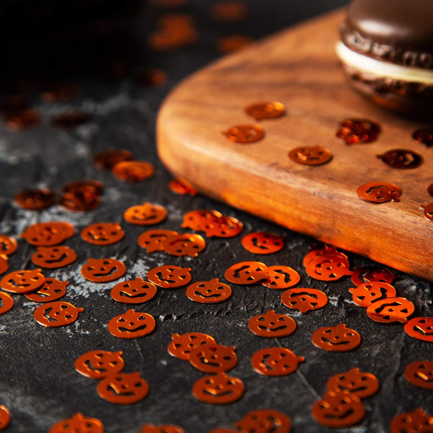 EMAAN Halloween Confetti Pumpkin Sequins, Small Orange PVC Table Sprinkle, Model EM-Confetti-pumpkin