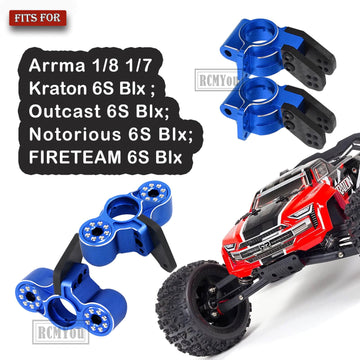 RCMYou Front Knuckles Steering Blocks & Rear Hub Stub Axle Carriers Upgrades Part for ARRMA 1/8 Kraton/Notorious/Outcast 6S BLX