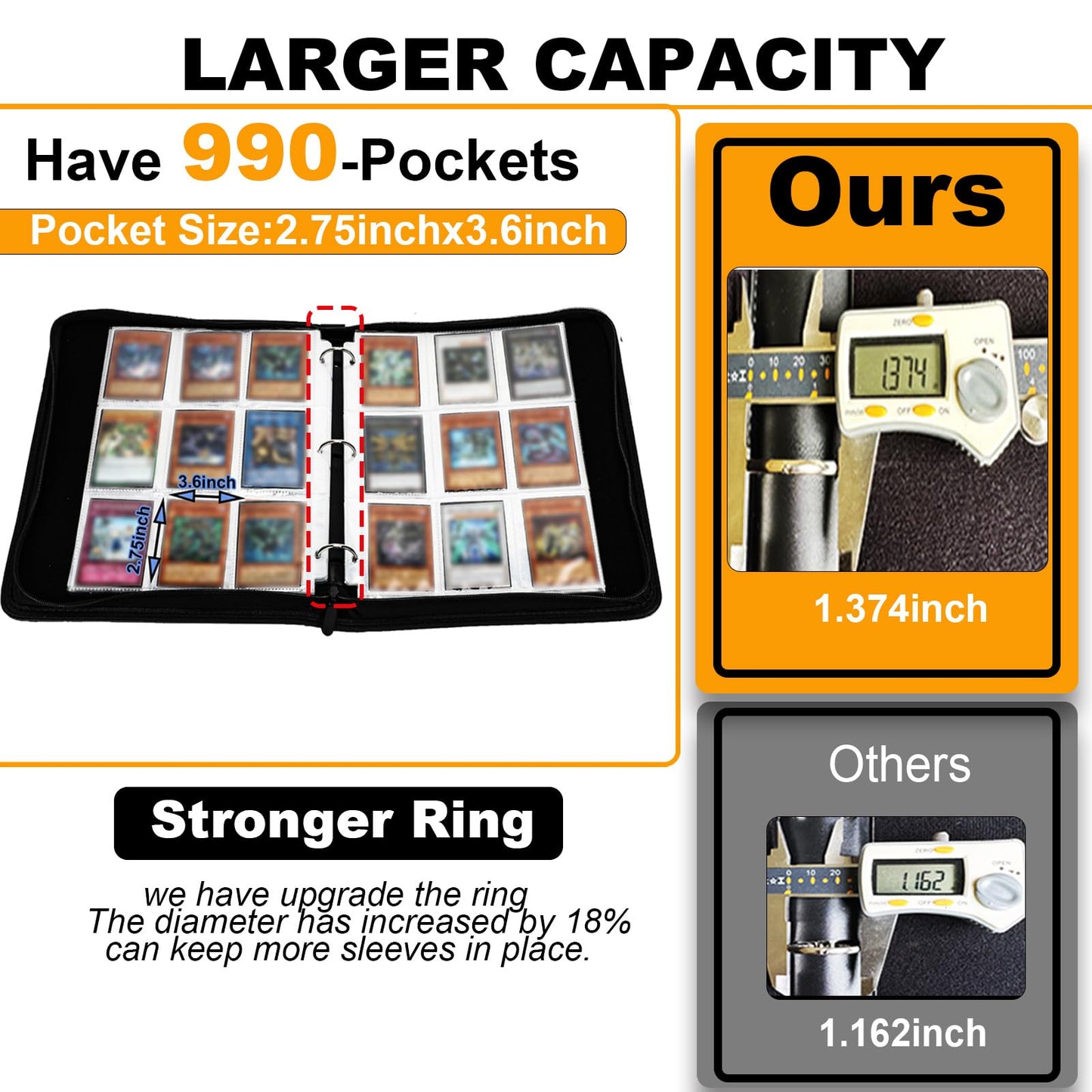 KarlyPro 990+Pockets Trading Card Holder Binder with Zipper for Y-G-O Cards  MTG  TCG Cards  990 Cards Capacity