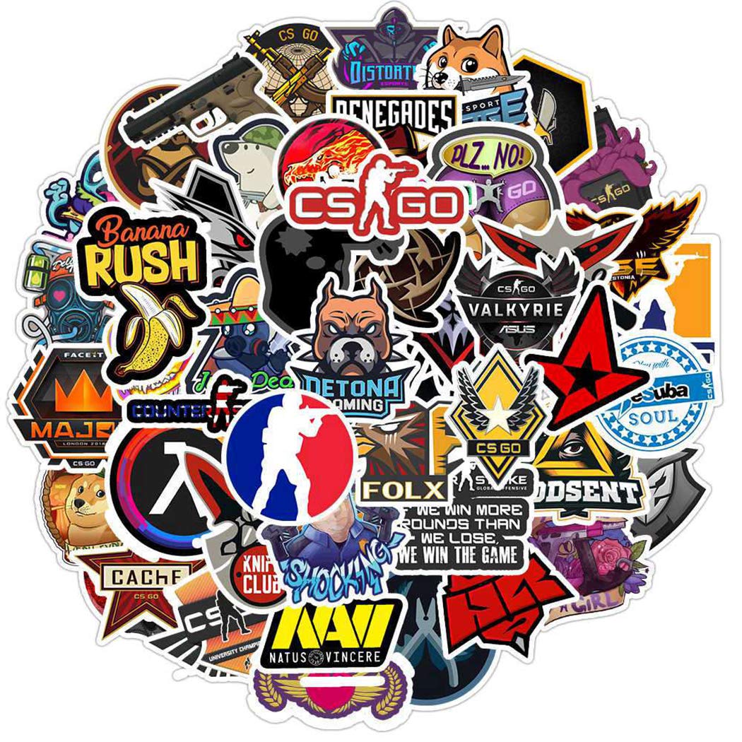 Counter-Strike:Global Offensive Stickers 50Pcs Waterproof, Removable,Cute,Beautiful, Stylish Teen Stickers, Suitable for Boys an