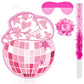 Lewtemi 15.7 Inch Cowboy Hat Piñata Western Cowboy Theme Birthday Party Decors Party Favors With Blindfold Stick Confetti Photo Prop Candy Holder Valentine'S Party Supplies (Pink, Disco Ball)