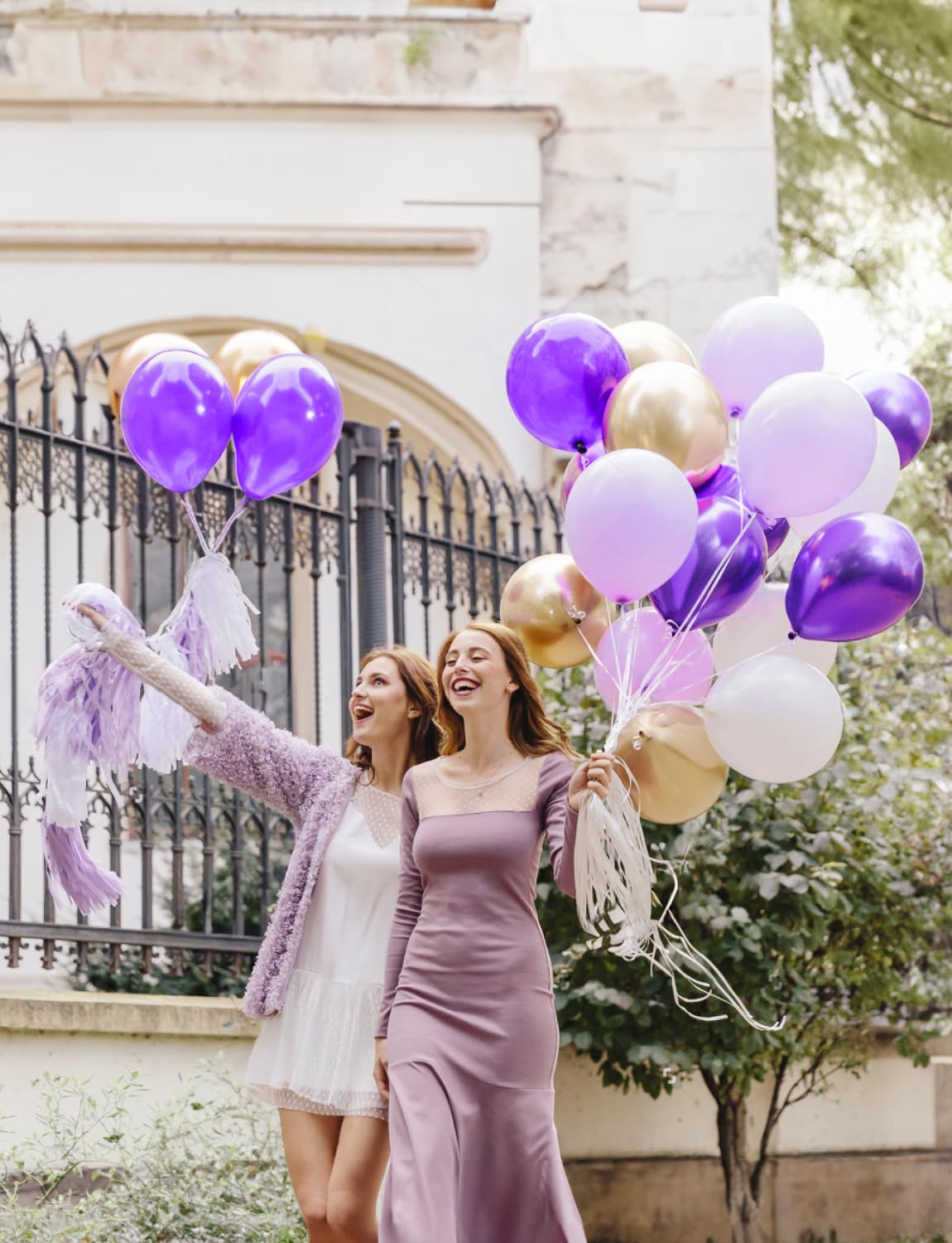 Purple And White Balloons,12Inch 60Pcs Pastel Purple Balloons With Confetti Balloons,Lavender Lilac Balloons For Mother'S Day/Bi