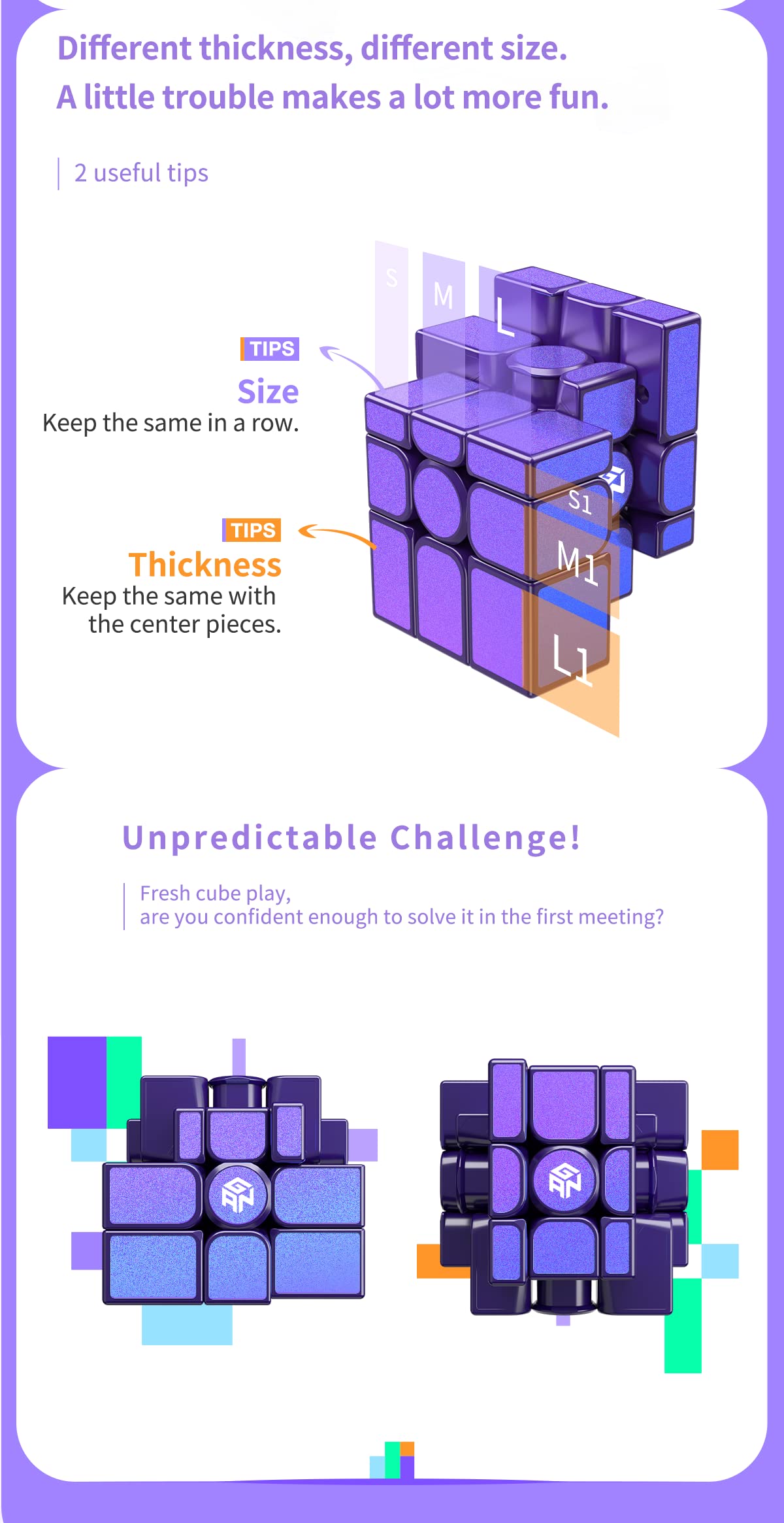 Cubershop Gan Mirror M Cube Uv Coated, 2022 New Version, Gan Magnetic Mirror Cube, 3X3 2022 Magnetic Speed Cube Puzzles, Purple