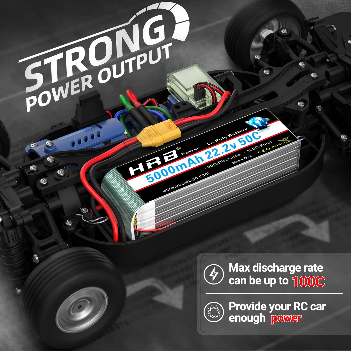 Hrb 6S 5000Mah Lipo Battery Xt90 50C-100C 22.2V Rc Lipo Battery Compatible With Rc Quadcopter Helicopter Airplane Car Boat Truck