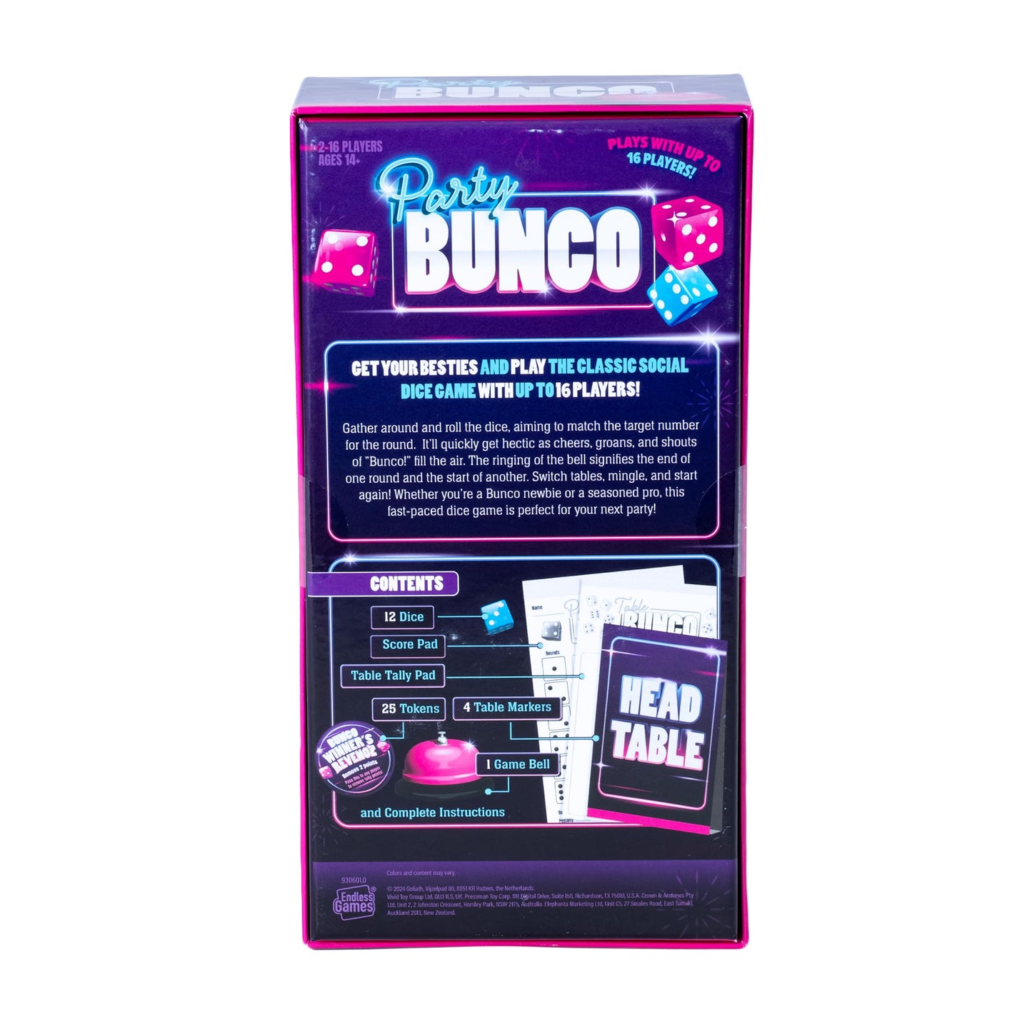 Goliath Endless Games Bunco Dice Party Game – Classic Fast-Paced Game For 2-16 Players | Ages 14+ | Includes Dice, Score Pad, And Accessories