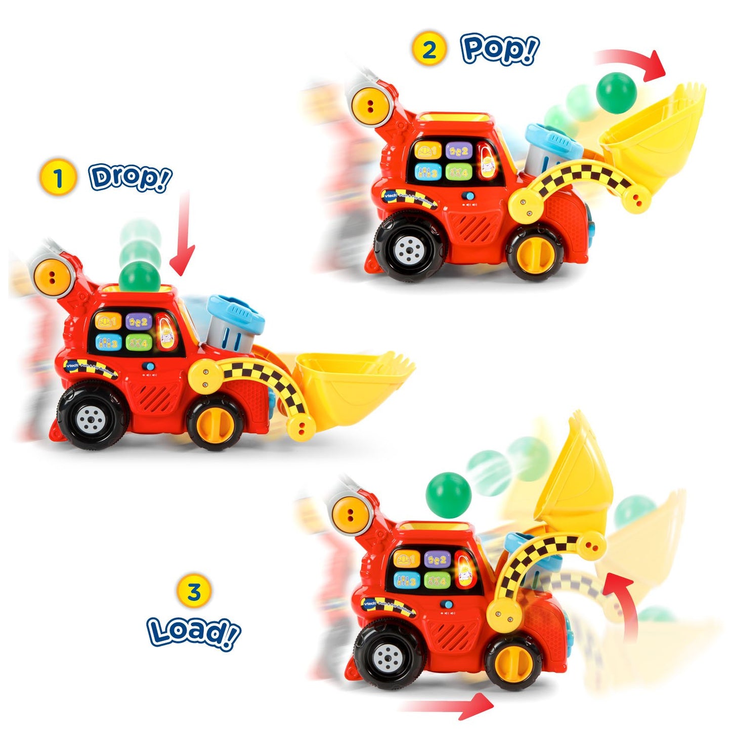 Vtech Pop-A-Balls Push And Pop Bulldozer, Red