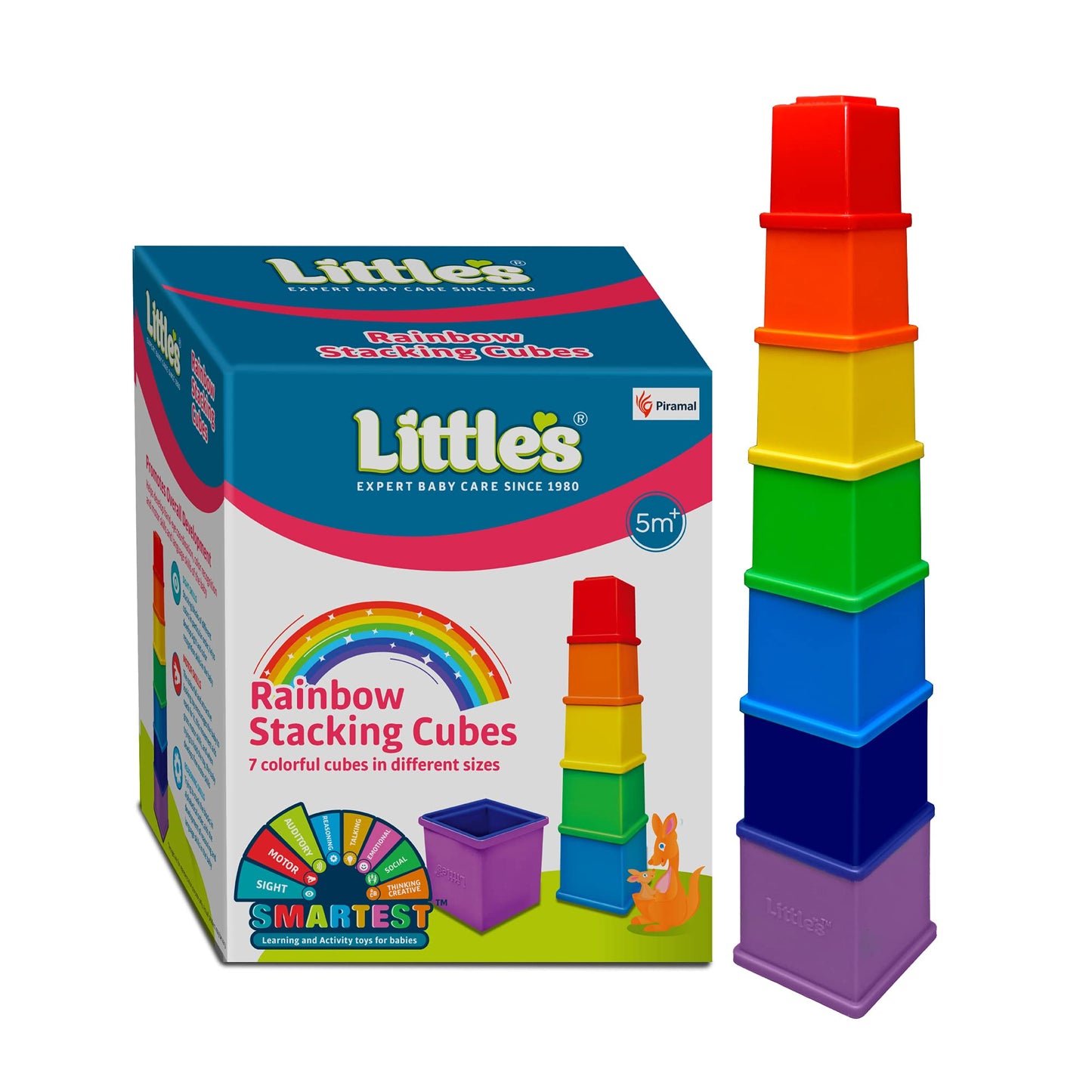 LittleS Rainbow Stacking Cubes I Activity Toy For Babies I Multicolor I Infant & Preschool Toys I Develops Motor & Reasoning Sk