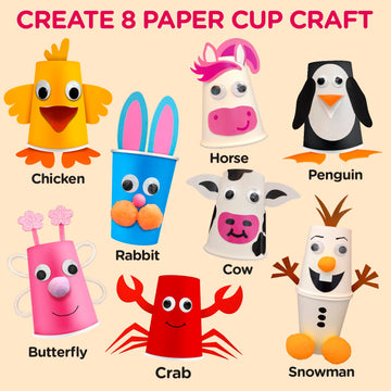 Arts and Crafts Kit for Kids Ages 3, 4, 5, 6 - Craft 8 Cute Animal Projects - Gift Crafts Set for Girls & Boys Ages 3-8