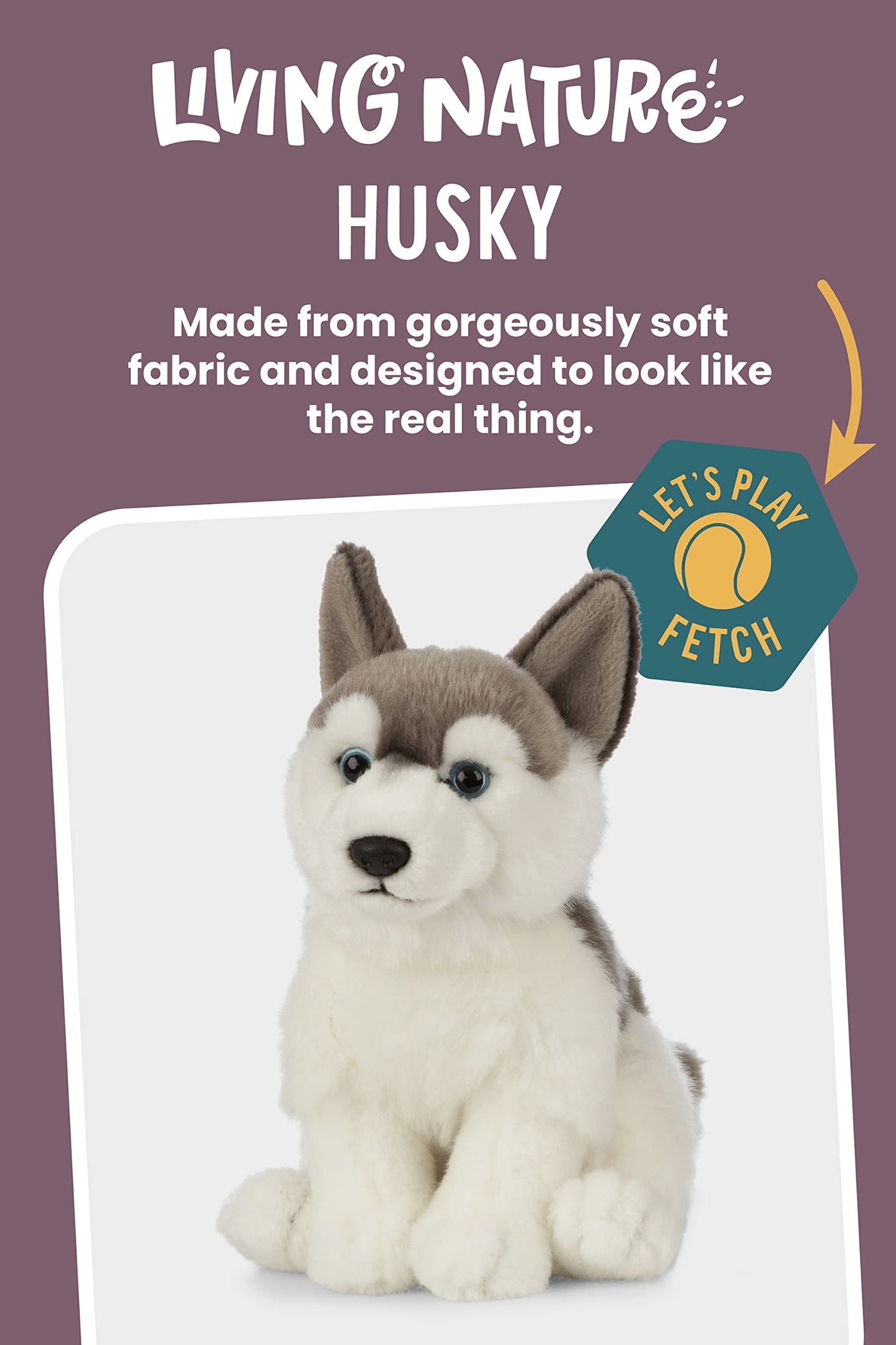 Living Nature Husky Stuffed Animal | Fluffy Dog Animal | Soft Toy Gift For Kids | 8 Inches