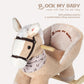 Rock My Baby Rocking Horse, Baby Animal Rocking Horse with Seat, Ride on Horse, Plush Rocking Horse with Realistic Sound, Wooden