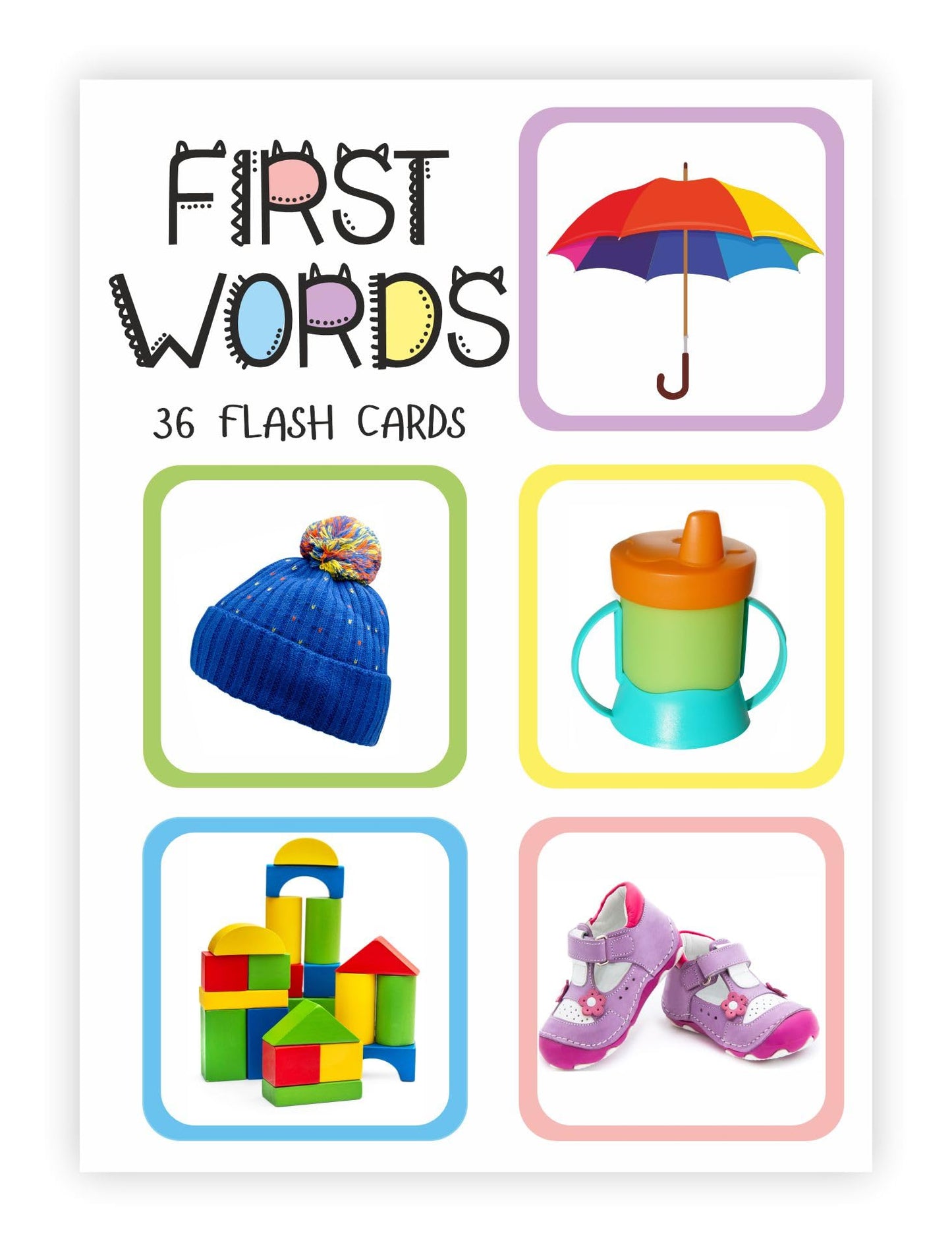 Kyds Play  Thick 72 First Words Flash Cards  Age 12 Yrs, 36 Double Sided Cards, Montessori Toys, Educational Language_Skills 
