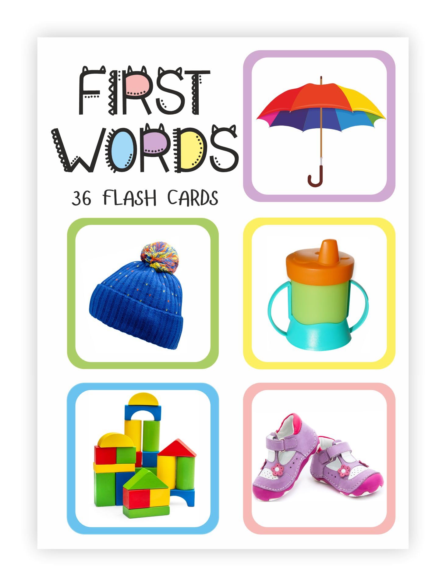 Kyds Play  Thick 72 First Words Flash Cards  Age 12 Yrs, 36 Double Sided Cards, Montessori Toys, Educational Language_Skills 