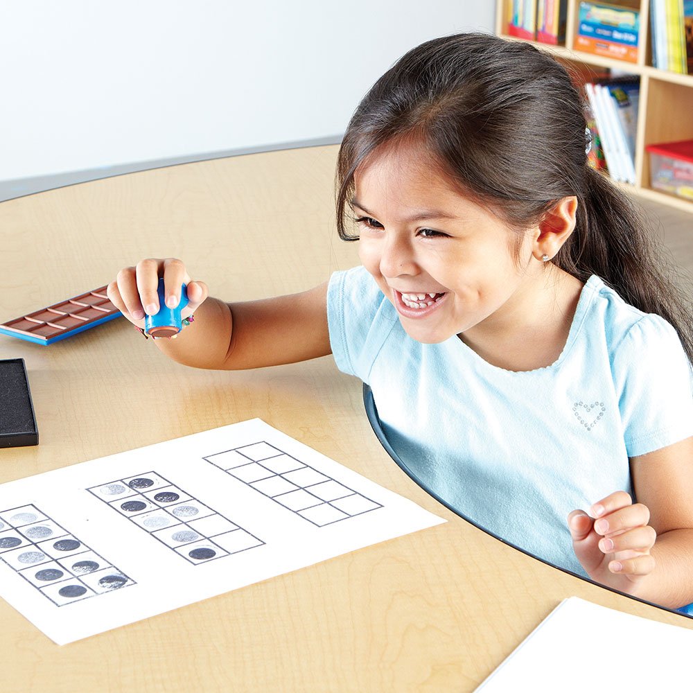 Learning Resources Ten Frame Stamp, Classroom Math Visuals Stamp, 2 Pieces, 2   H x 6   W