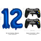 Navy Blue Video Game Party Supplies Boys 12Th Birthday Party Decorations- 2 Packs Game On Balloons With Dark Blue Number 12 Ball