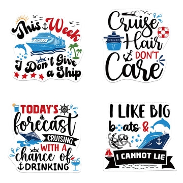 Dazoratix Large Cruise Door Magnets - 4 Pcs Funny Nautical Cruise Door Magnetic Decor Stickers Big Week Trip Stateroom Magnet Bo