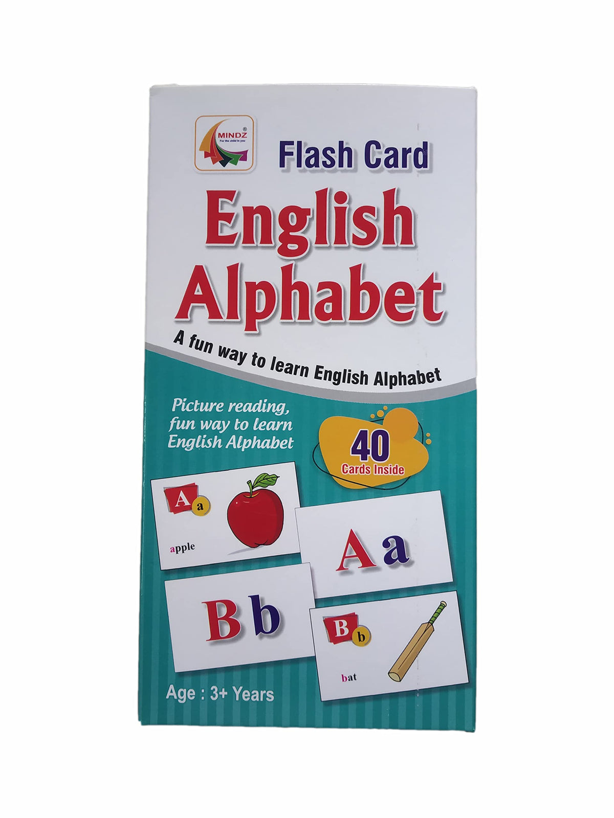 Mindz English Alphabet Flash Card For PreSchool Learning Age 3+,