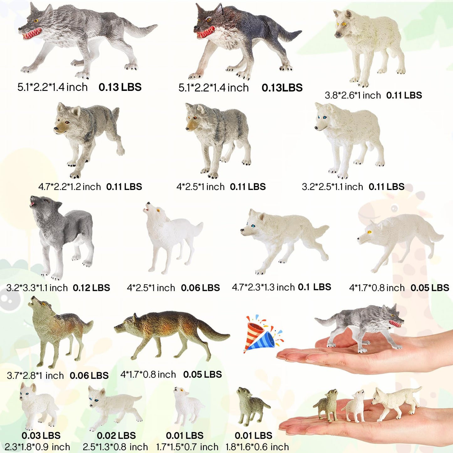 Deekin 20 Pcs Figure Toys Mini Miniatures Figurines Toys Mini Realistic Decor Themed Party Gifts For Diorama Projects Birthday Gift Learning Toy (Wolf)