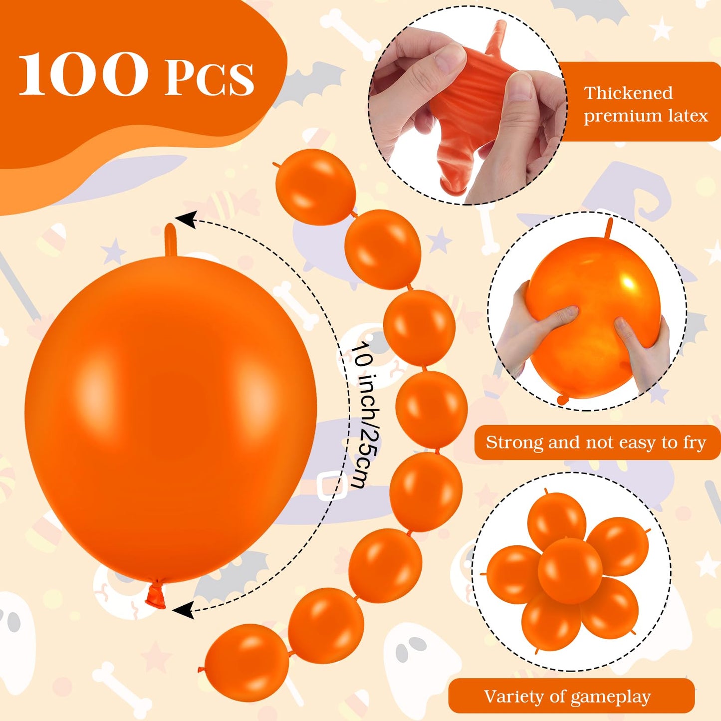 Meanplan 100 Pcs Link Balloon Linking Balloon Latex Linkable Balloons Connected Wedding Party Decoration