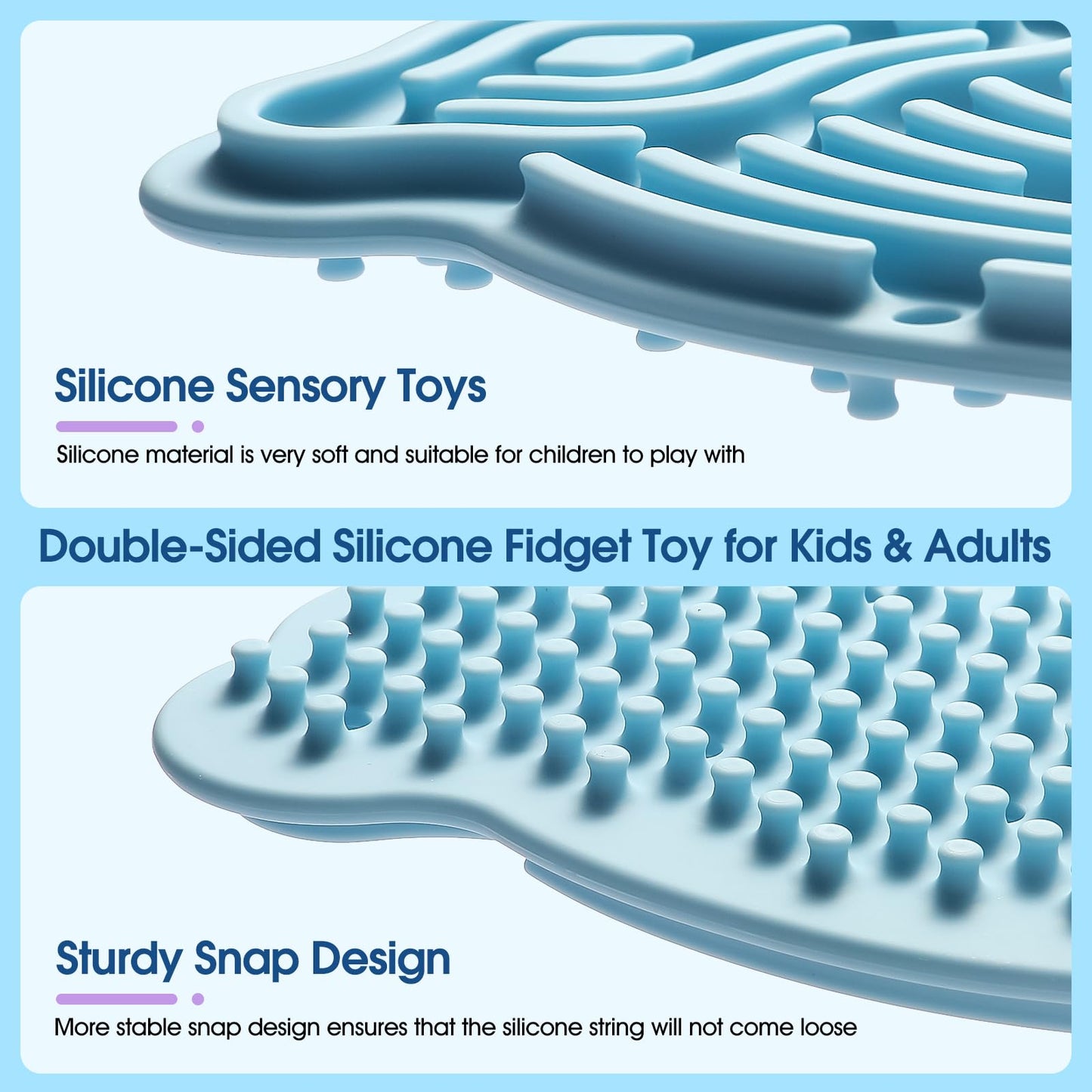 Hongvkae Sensory Activity Board Silicone Fidget Toy, Double-Sided Rainbow Sensory Toys for Autism, Stress, Anxiety, ADHD, Kids 3