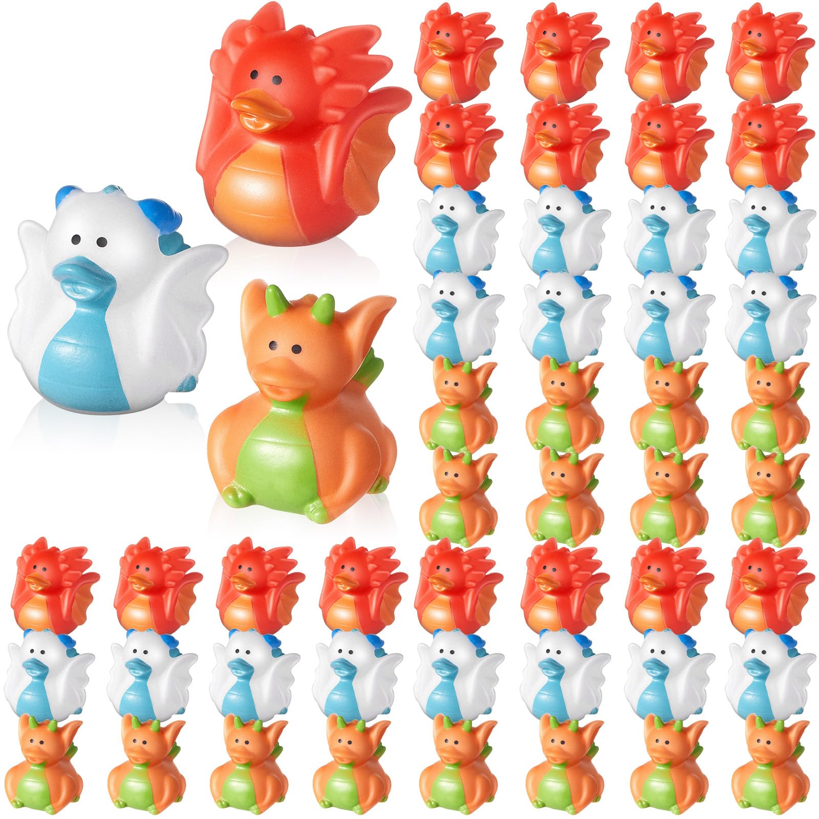 Deekin 50 Pcs Assorted Rubber Ducks in Bulk, 2 Inch Rubber Duckies for Party Supplies, Mini Bath Toys for Baby Shower Pool Party