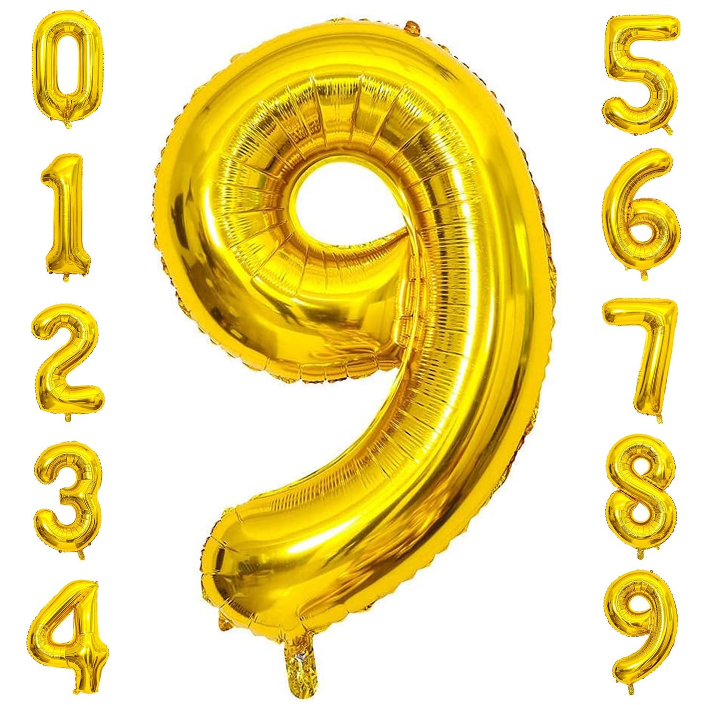 Paticool Gold Number 9 Balloon, 40 Inch Large Number Foil Mylar Balloons For 9Th Girl Boy Birthday Party Celebration Decorations