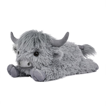 WDXDSOB Highland Cow Stuffed Animal - 18'' Grey Cows Plush Toy Gift for Kids & Adults, Cattle Decorations Pillows Living Room Be