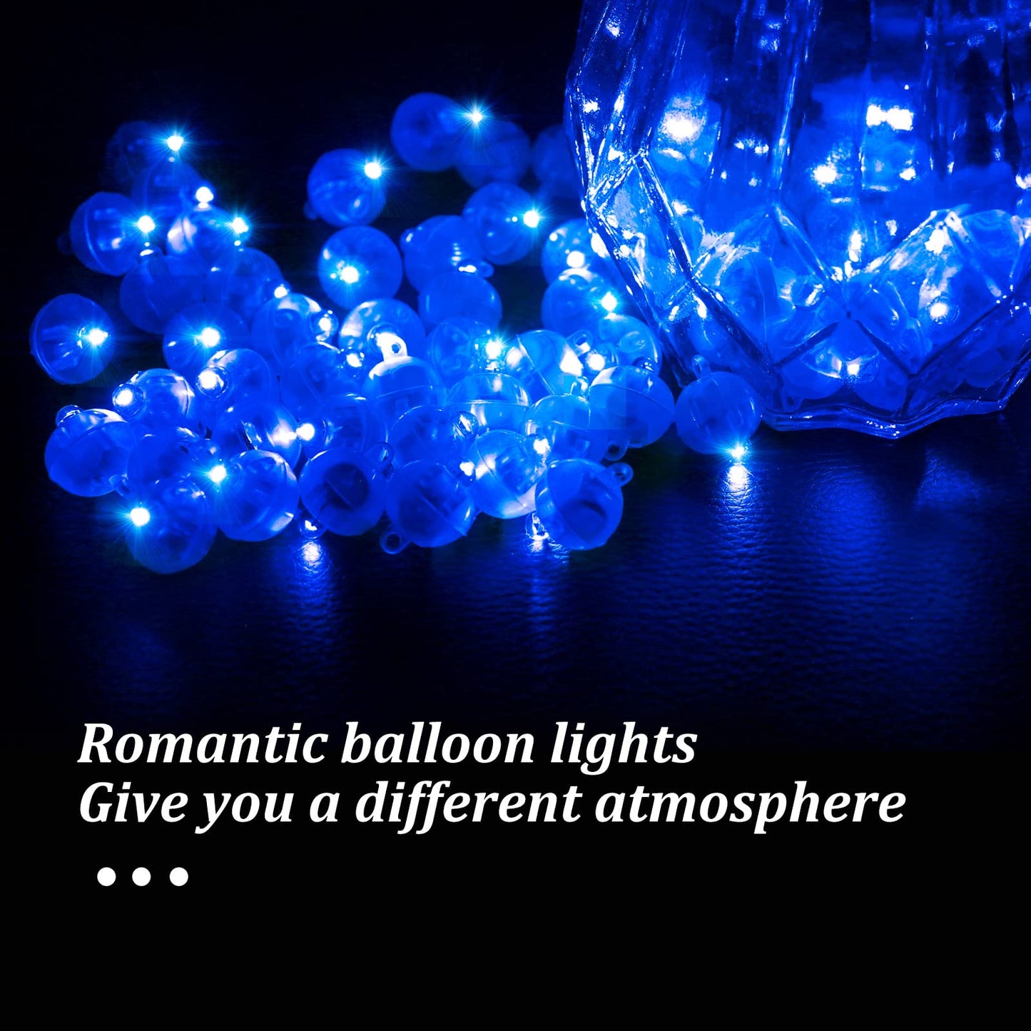 Aogist 50 Pcs Blue Led Balloon Light, Round Led Ball Lamp Tiny Led Lighting Decoration For Indoor Outdoor Party Event Fun Wedding Festival Birthday Halloween Christmas Party Supplies