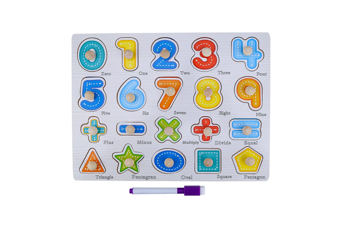 Fun Buds Montessori Number Puzzle  Wooden Educational Toy For Toddlers, Fine Motor Skills, ParentChild Interactive Puzzle, Toy