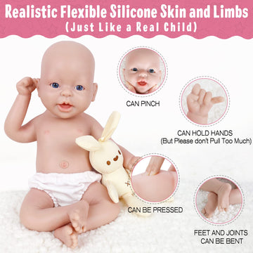 Vollence 14 Inch Full Body Silicone Baby Doll That Look Real Boy,Reborn Baby Doll Real Baby Doll Lifelike Baby Dolls Newborn Baby Doll Realistic Baby Doll