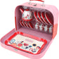 Tea Set for Little Girls, Pretend Play Tea Party Set, Floral Design Kids Tin Tea Set with Carrying Case (15 Pcs)