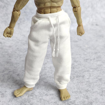 1/12 Scale Action Figure Sweat Pants Clothing For 1:12 6Inch Male Action Figure Doll (White)