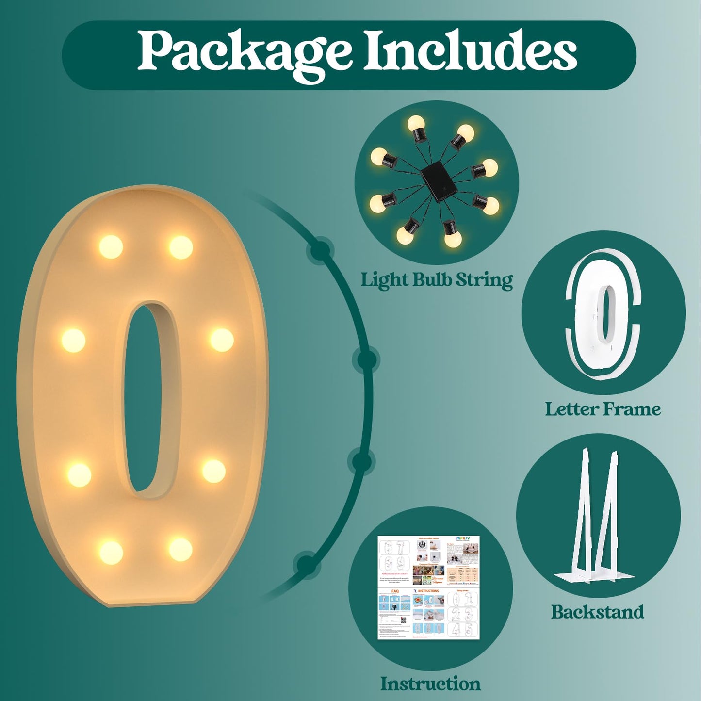 3Ft Marquee Numbers, Light Up Numbers 0 For 10Th 20Th 50Th Birthday Decorations, Big Numbers For Party Decorations, Large Light