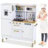 Clevich Play Kitchen, Wooden Kids Kitchen Playset, Pretend Chef Cooking Toy Set w/Realistic Lights & Sounds, Ice Maker, Telephon