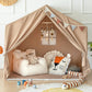 Razee Kids Play Tent With Mat, Large Playhouse Tent Indoor, Play House Kids Tent Castle Tent For Girls Boys, Play Cottage (Khaki)