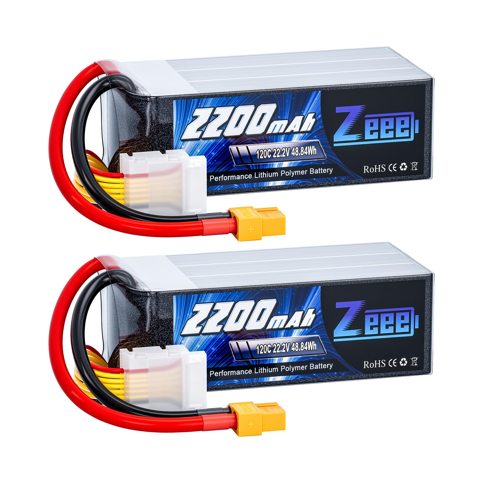 Zeee 6S Lipo Battery 2200mAh 22.2V 120C Soft Case Battery with XT60 Connector for RC Airplane Helicopter RC Car Truck Tank Drone