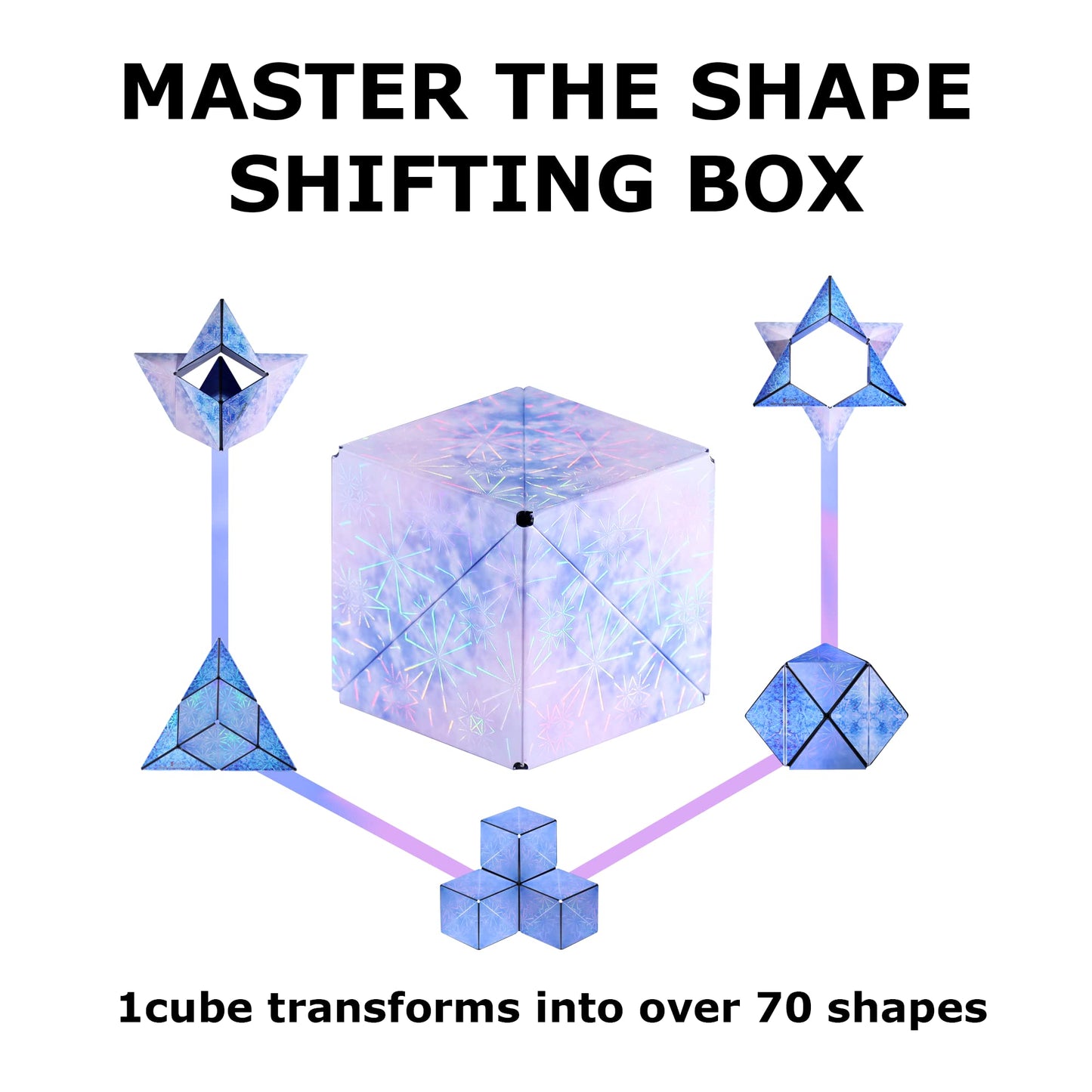 Shashibo Shape Shifting Box - Award-Winning Fidget Cube with 36 Magnets, Holographic - Polar Color